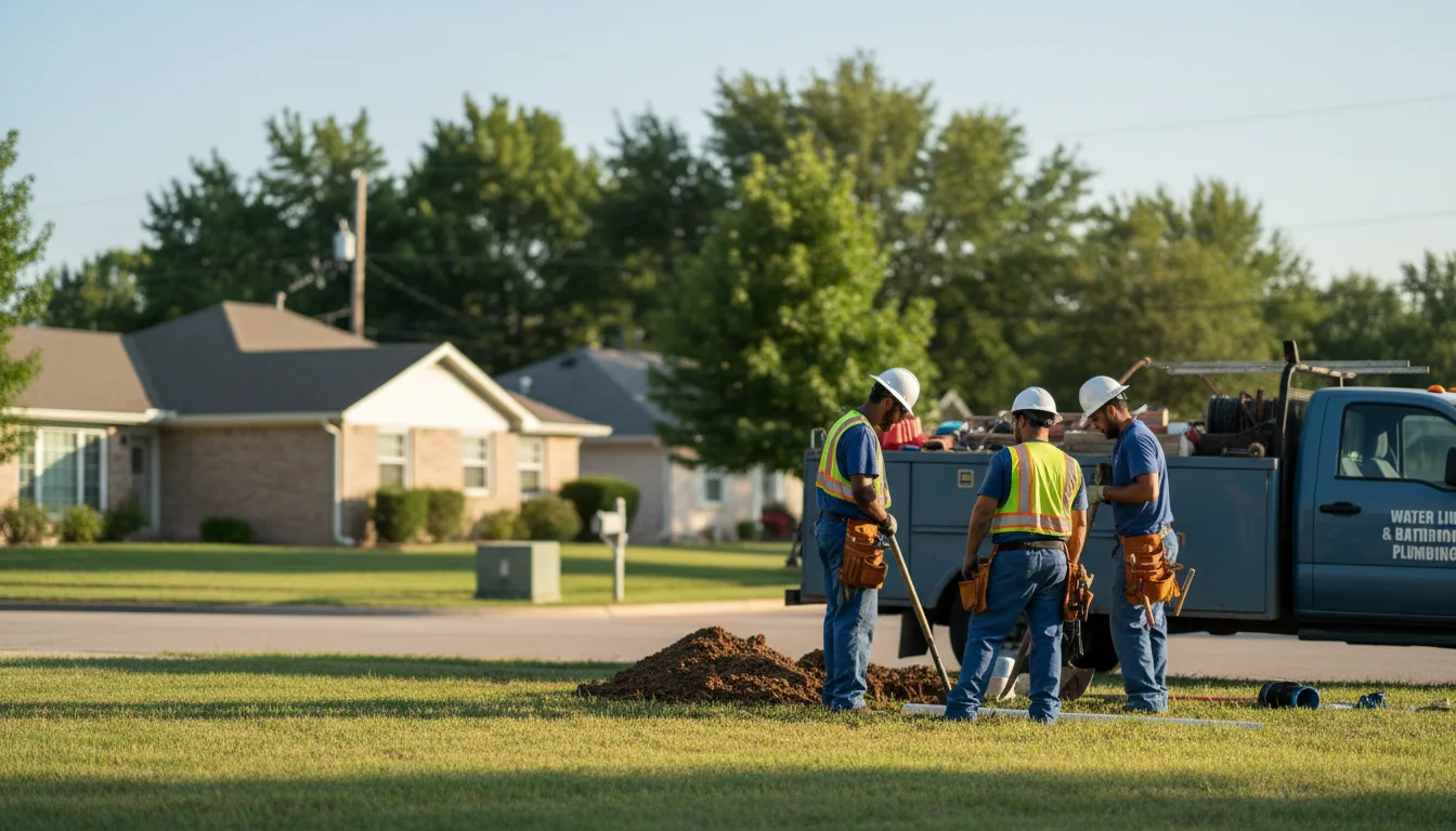 Residential water line and bathroom plumbing service in Wakarusa, KS